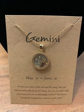 Gold-Tone Pendant Necklace with Glitter Accent